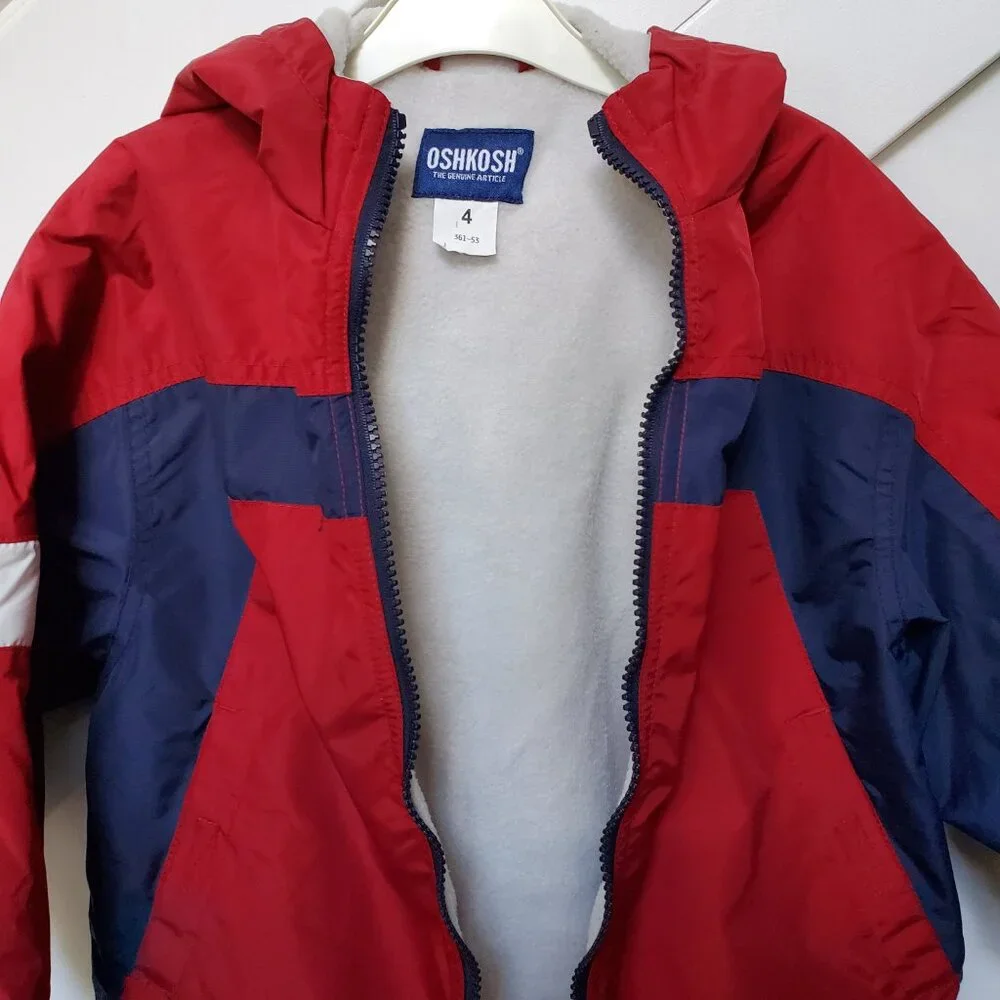 Oshkosh burgundy and navy light weight fleece lined jacket